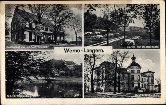 Postcard Langern Werne in Westphalia, inn with a beautiful view, castles, Düsterbachtal