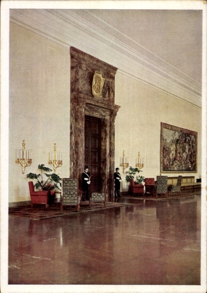 Postcard Berlin, New Reich Chancellery, Marble Gallery, Guardhouse, Führer's Study, Arch. Albert Speer