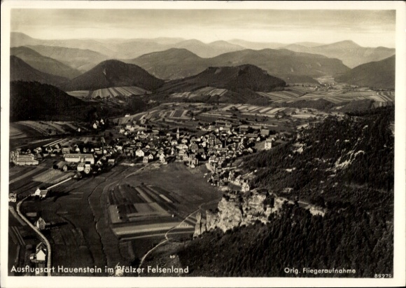 Postcard Hauenstein in the Palatinate, aerial photograph