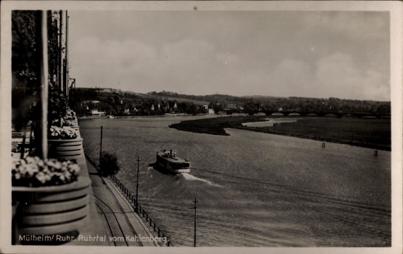 Postcard Mühlheim an der Ruhr, Ruhr valley seen from Calvary Hill