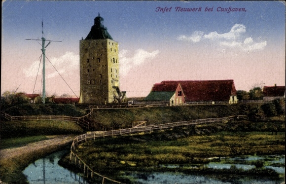 Postcard Insel Neuwerk, lighthouse