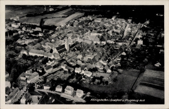 Postcard Bad Königshofen im Grabfeld Unterfranken, aerial photograph