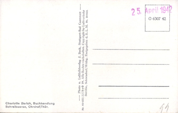 Postcard Ohrdruf in Thuringia, aerial photograph