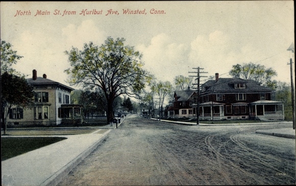 Ak Winsted Connecticut VS, North Main Street vanaf Hurlbut Ave