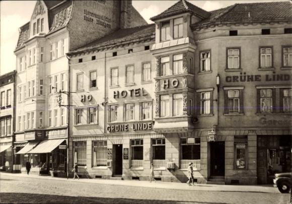 Postcard Mühlhausen in Thuringia, Hotel Grüne Linde, inscriptions, old town, no people, hook circle
