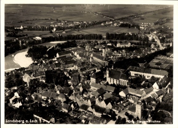 Postcard Landsberg am Lech Upper Bavaria, aerial photograph
