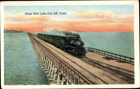 Ansichtkaart Utah USA, Amerikaanse Amerikaanse spoorweg, stoomlocomotief, Salt Lake