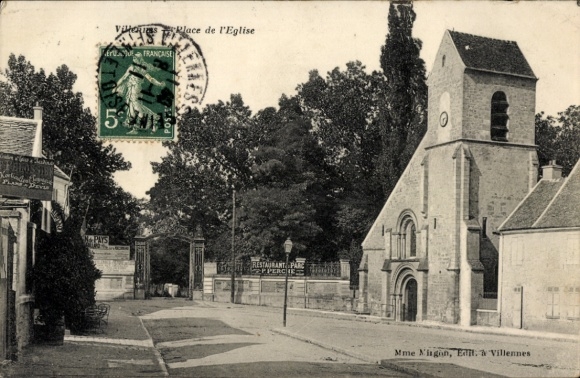 Postcard Villennes sur Seine Yvelines, Kirchplatz