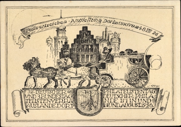 Ganzsachen Ak Dortmund im Ruhrgebiet, Postwertzeichenausstellung 1926