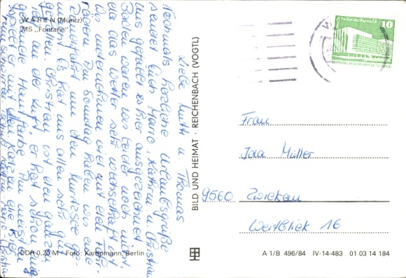 Postcard Waren an der Müritz, MS Fontaine