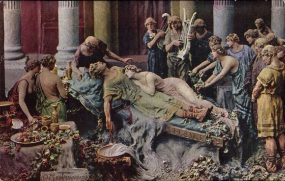 Artists Postcard Mastroianni, Domenico, Quo Vadis, Mort de Pétrone, Petronio