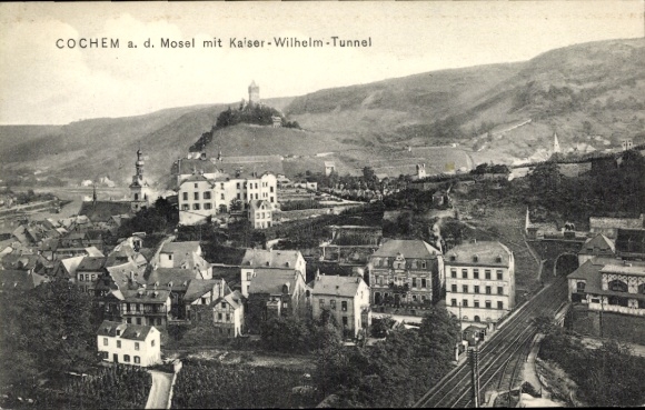 Ak Cochem a.d. Mosel, Gesamtansicht, Kaiser Wilhelm Tunnel