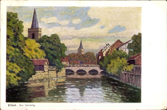 Kunstenaar Ak Bahndorf, H., Erfurt in Thüringen, Am Venetië