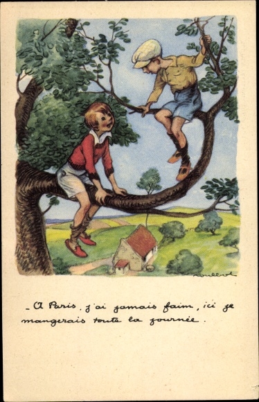 Artist Postcard Poulbot, Francisque, In Paris I&#39;m never hungry, here I&#39;ll eat all day