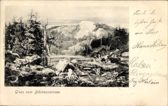 Ak Haidmühle Bayrischer Wald Niederbayern, Dreisessel, Landschaftsbild, Blöckensteinsee, Gemälde 
