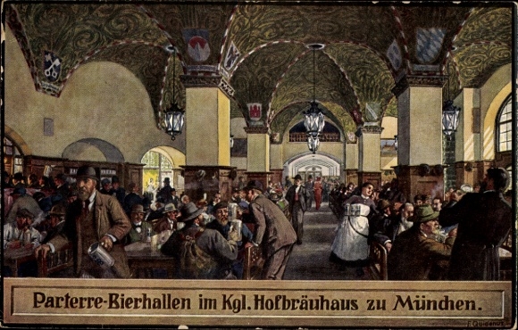Artist PC Quidenus, Fritz, Munich Bavaria, Hofbräuhaus, ground floor beer halls