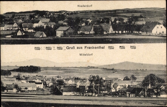 Postcard Frankenthal in Lusatia Saxony, Niederdorf, Mitteldorf