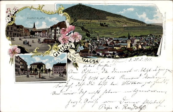 litho Vacha in de Rhön Thüringen, algemeen beeld, marktplaats