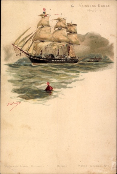 Künstler Ak Schulschiff Iphigénie, Segelschiff
