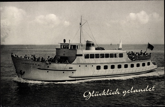 Ansichtkaart Nordseebad Langeoog Ostfriesland, passagiersschip Langeoog III