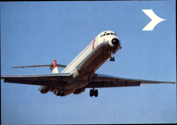 Postcard Douglas DC 9 Super 80, Austrian Airlines, Austrian passenger aircraft