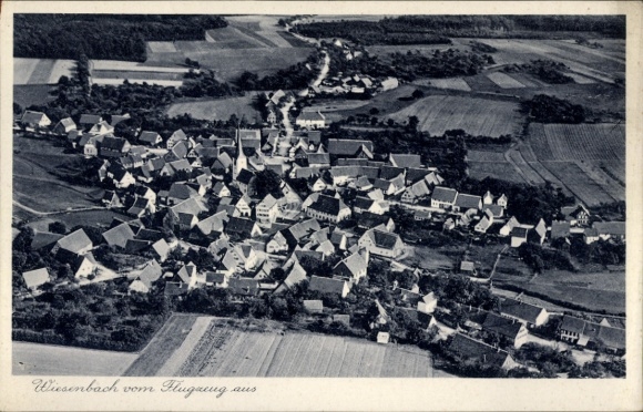 Postcard Wiesenbach in Baden, aerial photograph
