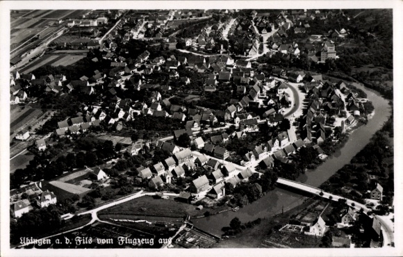 Postcard Uhingen an der Fils, aerial photograph