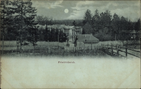 maanlicht Ak Friedrichsruh Aumühle in het hertogdom Lauenburg