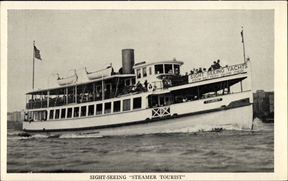 Postcard Steamer Tourist, Touring the Manhattan Islands from Battery Park