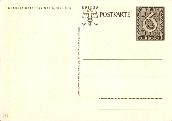 Postwaardestukkunstenaar Ak Klein, Gottfried, Danzig is Duits, WHW