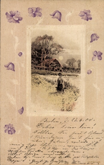 Präge Passepartout Ak Dorfpartie, Wassermühle