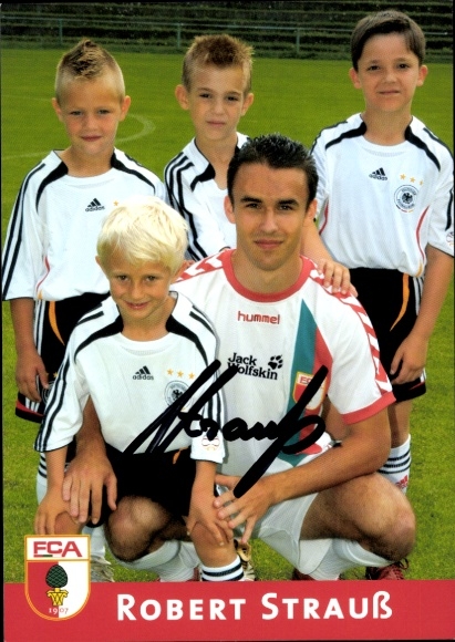 Autograph card footballer Robert Strauß, FC Augsburg, autograph