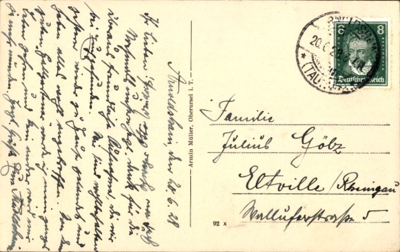 Postcard Arnoldshain Schmitten im Taunus, war memorial, inn at the Frankfurter Hof