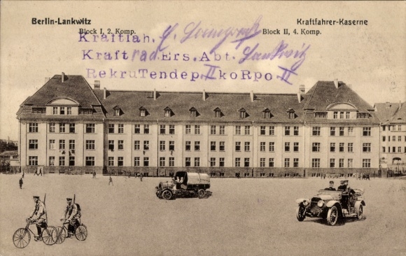 Postcard Berlin Steglitz Lankwitz, Drivers Barracks, Block I, II, 2nd Company, 4th Company.