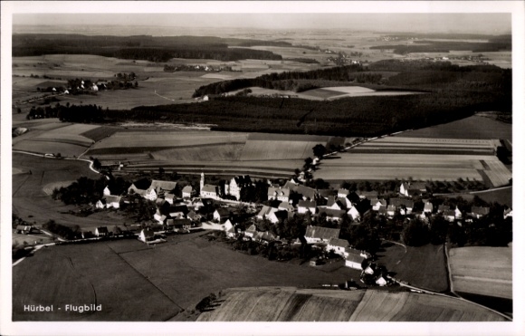 Ak Hürbel Oberschwaben Württemberg, Luftbild von  ländliche Landschaft, Bauernhäuser, Felder