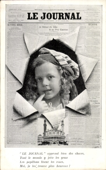 Newspaper picture child portrait, newspaper Le Journal