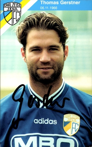 Handtekeningkaart voetballer Thomas Gerstner, FC Carl Zeiss Jena, handtekening