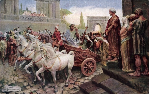 Artist Postcard Mastroianni, Domenico, Scene from Quo Vadis, Meeting of the Earth Rulers