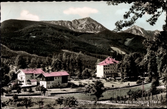 Ak Alzing Siegsdorf in Opper-Beieren, gedeeltelijk zicht en Hochgern