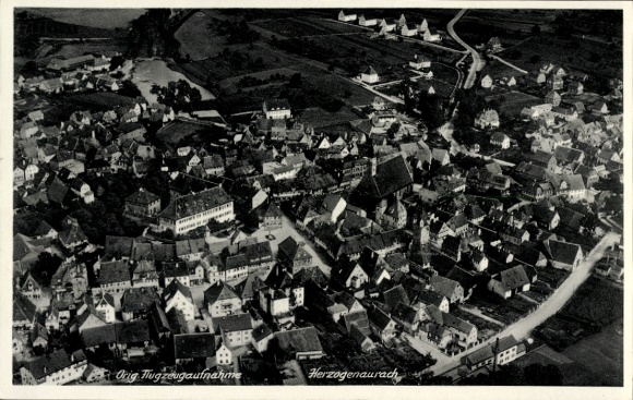 Postcard Herzogenaurach in Middle Franconia, aerial photograph