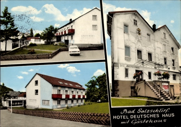 Postcard Bad Salzschlirf in Hesse, Hotel Deutsches Haus, guest house, quiet location,