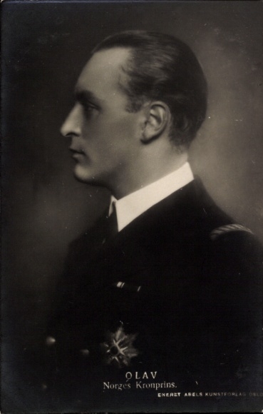 Ak Kronprinz Olav von Norwegen, Portrait, Profil
