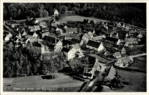 Ak Stetten ob Lontal Niederstotzingen in Württemberg, Luftaufnahme von Häusern, Feldern, Wald, La