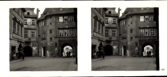 Stereofoniczny obraz przestrzenny zdjęcie Praha Praga, stare miasto, wejście do Teinhof i Ungelt