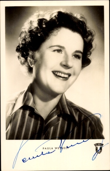 Ak Schauspielerin Paula Wessely, Union Film, Portrait, Autogramm