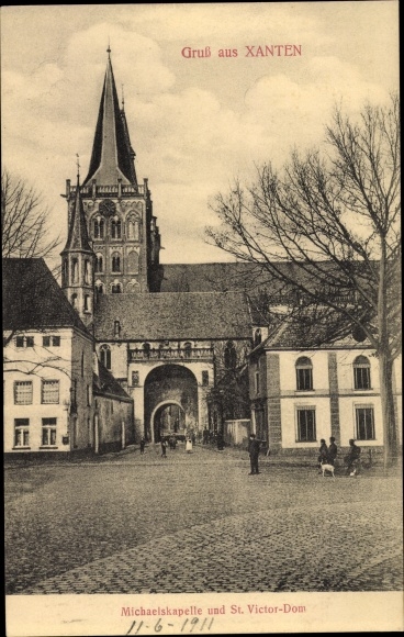 Postcard Xanten am Niederrhein, Michaelskapelle and St Victor Dom