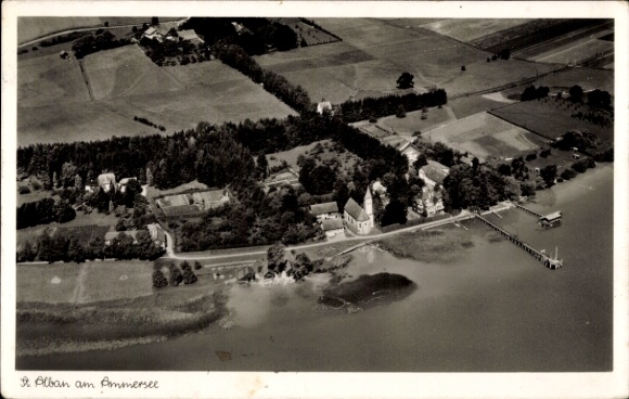Postcard St. Alban Dießen am Ammersee Upper Bavaria, aerial photograph