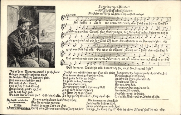 Song Postcard Soph, Hans, Da Eisnbah&#39;, Erzgebirge dialect