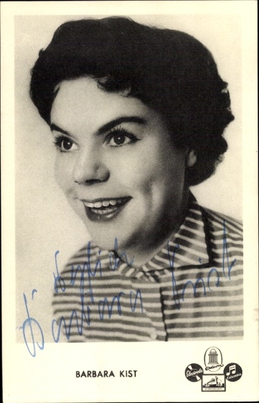 Postcard actress and singer Barbara Kist, portrait, autograph