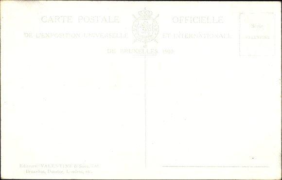 Passepartout coat of arms Postcard Exposition de Bruxelles 1910, fountain, garden
